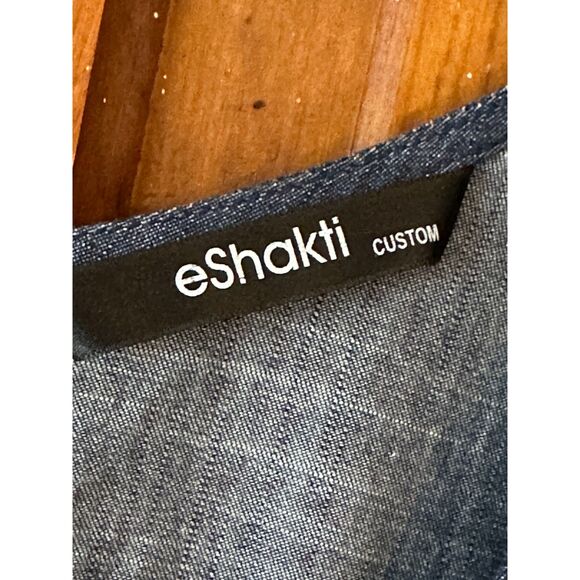 eShakti Blue 1940's 1950's Square Neckline Fit & Flair Dress Embroidered - Picture 2 of 13